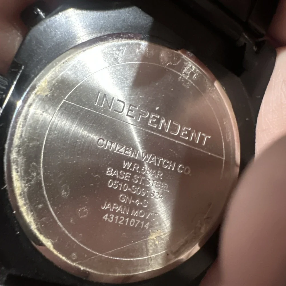 Mint Working Independent By Citizen Chrono Black Mens Watch 43mm Dial‎ Rare Runs